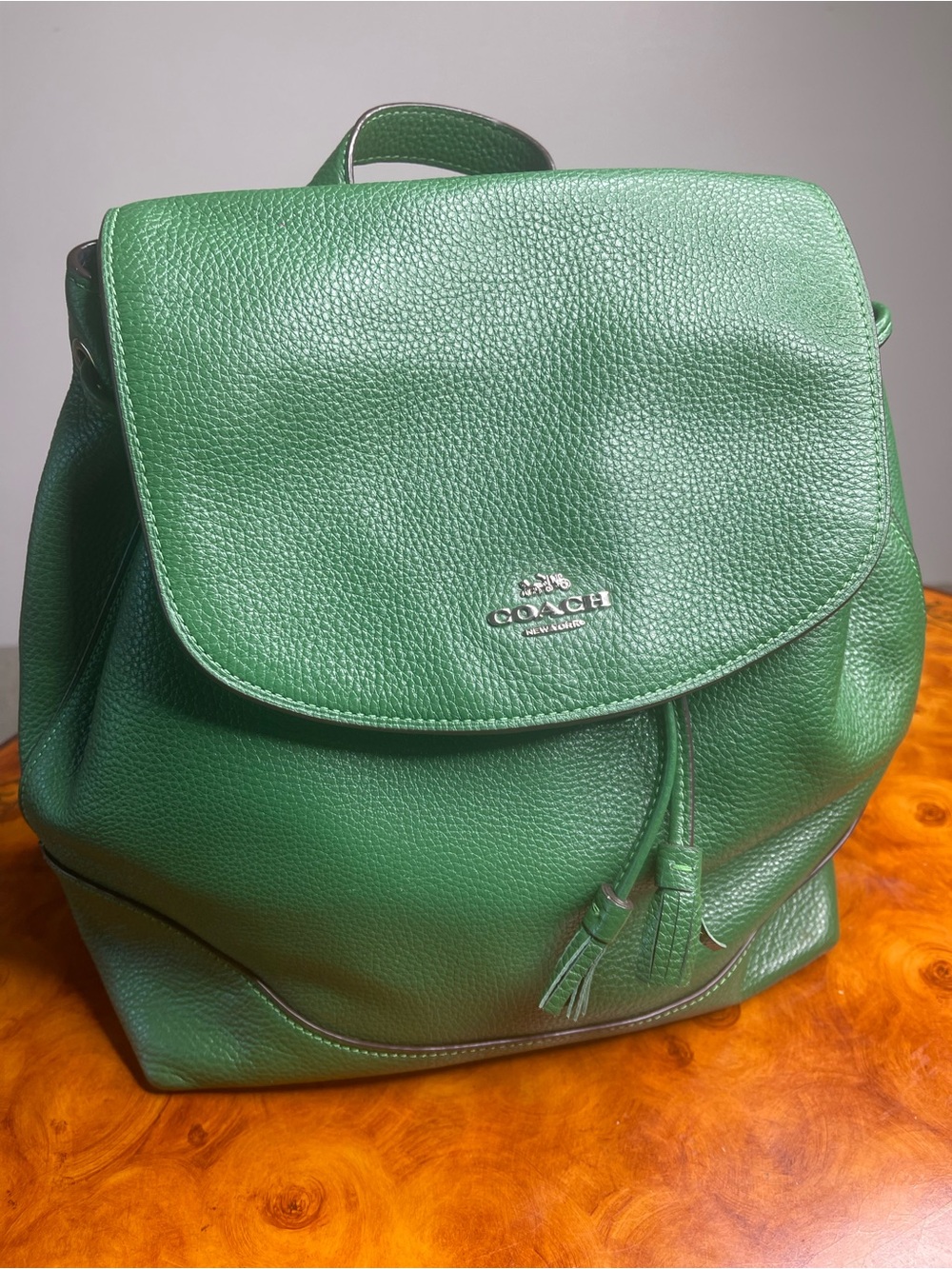 Coach Green Pebbled Leather Drawstring Backpack - Picture 4 of 6